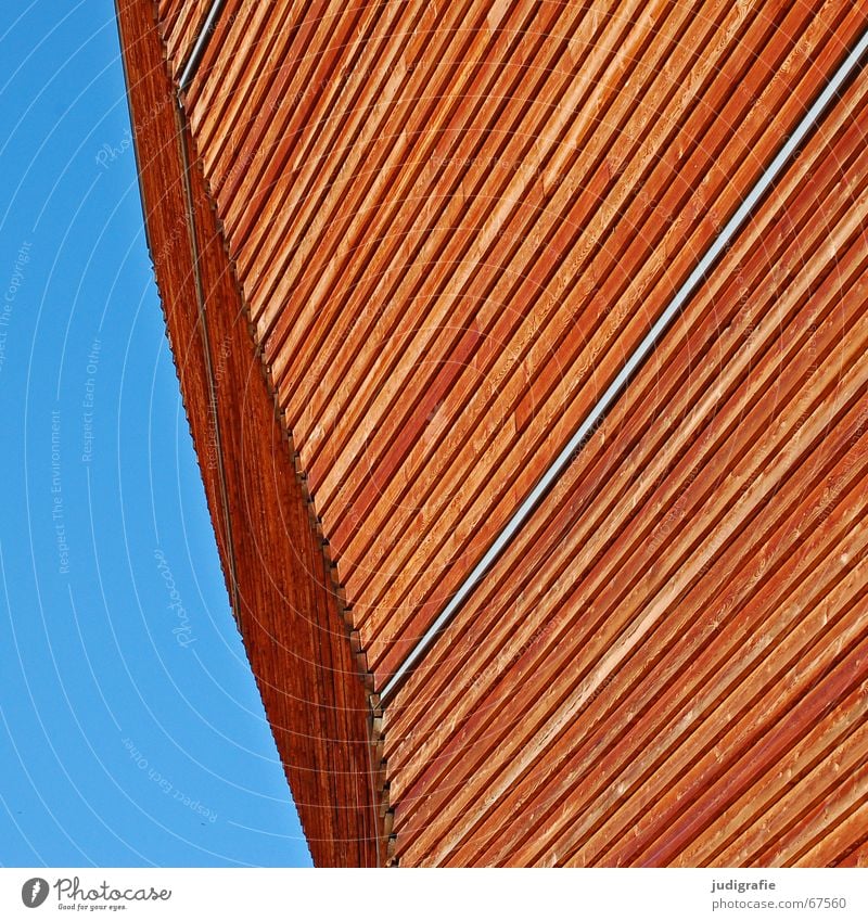 Arche 2 Hannover Holz braun graphisch Licht Richtung modern Weltausstellung ungarischer pavillon Himmel blau Linie Strukturen & Formen Architektur