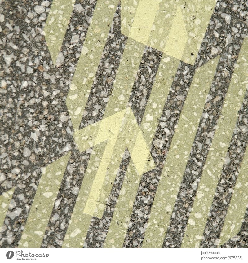 Pfeil mit Ziel durch Streifen Grafik u. Illustration Verkehrswege Zeichen Ordnungsliebe Doppelbelichtung Oberflächenstruktur Bodenmarkierung Hinweis
