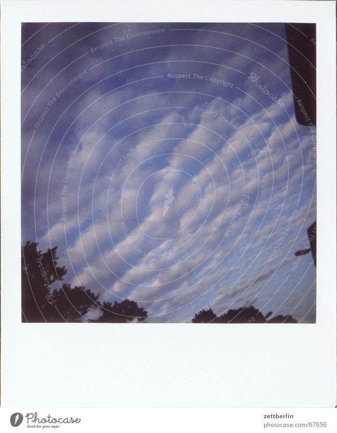 Polaroid VII Wolken Kumulus Himmel blau Neigung Wolkenbild Wolkenhimmel diagonal Wolkendecke Atmosphäre Wolkenfeld