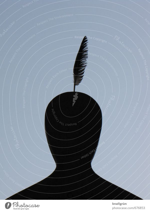 Stadtindianer Mensch maskulin Mann Erwachsene Kopf 1 Kunst Skulptur Feder außergewöhnlich einzigartig oben grau schwarz Gefühle Freude Idee Inspiration