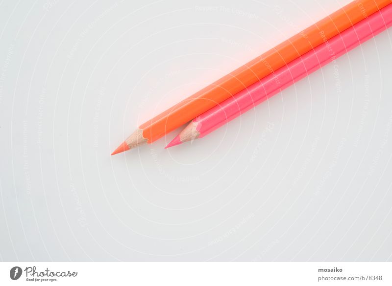 Bleistifte Bildung Kind Schule lernen Arbeit & Erwerbstätigkeit Beruf Büroarbeit Business Unternehmen Karriere orange rosa Design diagonal Schreibgerät Text