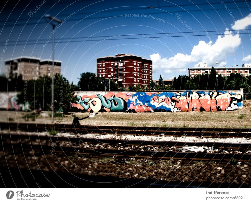 Urban Design 2 Himmel Stadt street building Graffiti railway sky clouds