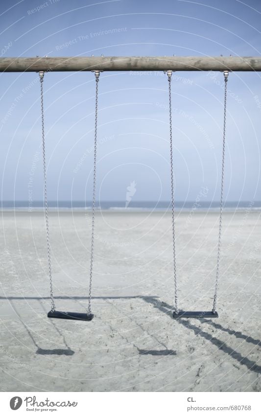 schaukel Spielen Ferien & Urlaub & Reisen Tourismus Umwelt Natur Landschaft Sand Himmel Schönes Wetter Küste Strand Nordsee Meer Insel ruhig Sehnsucht