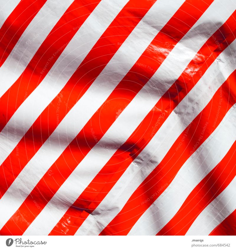 Streifen elegant Stil Design Kunststoff Linie einfach rot weiß Faltenwurf Hintergrundbild Wetterschutz Wind Farbfoto Außenaufnahme Nahaufnahme Muster