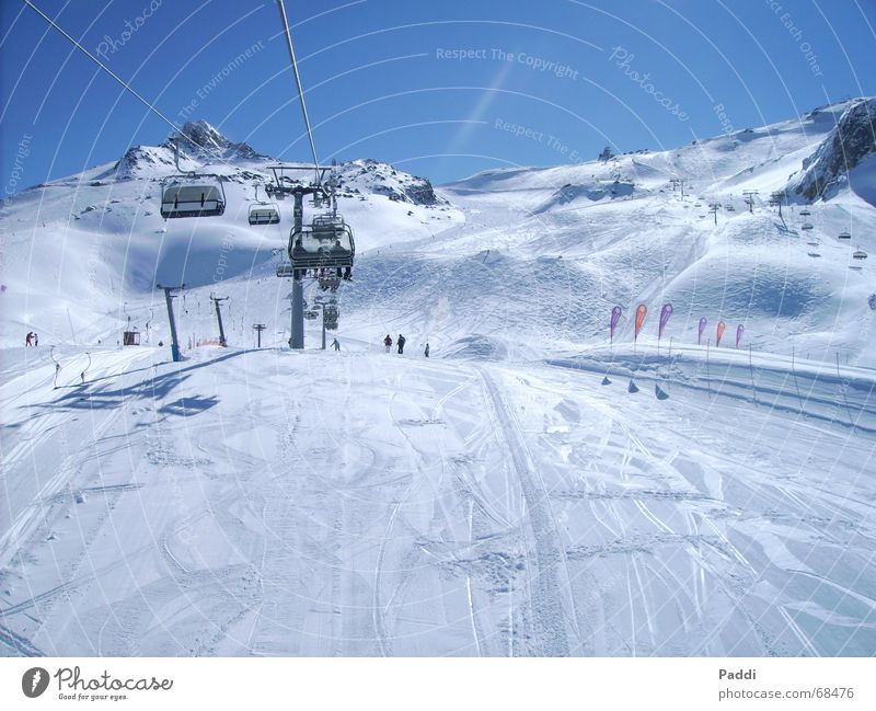 Skiurlaub Skifahren Ferien & Urlaub & Reisen Winter Dezember kalt Skilift Skipiste Ischgl Schnee Eis Frost Himmel Berge u. Gebirge Alpen Skigebiet Sesselbahn