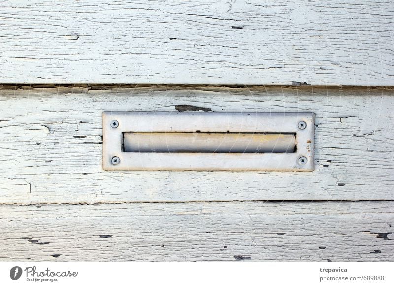 ... briefkasten... Tür Briefkasten Holz Metall Rost Linie Kommunizieren schreiben warten Häusliches Leben alt authentisch eckig einfach historisch schön blau