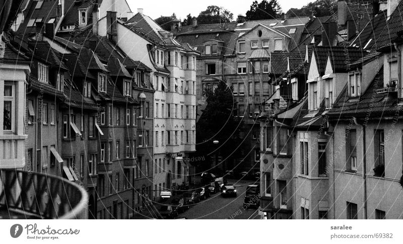 stuttgart Stuttgart Haus Symmetrie Geometrie Fenster Aussicht Stimmung alt Reihe Schwarzweißfoto b/w Straße überblicken Architektur