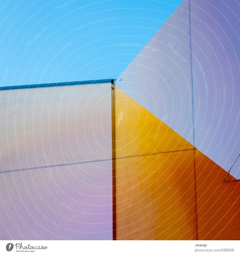 Kante Wolkenloser Himmel blau Ecke abstrakt Bauwerk Haus Architektur Irritation