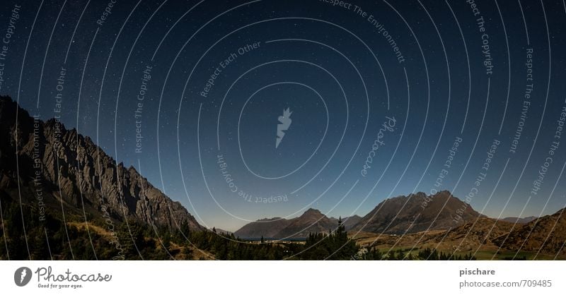 Remarkables Landschaft Nachthimmel Stern Vollmond Schönes Wetter Felsen Berge u. Gebirge dunkel schön Abenteuer Ferien & Urlaub & Reisen Neuseeland remarkables