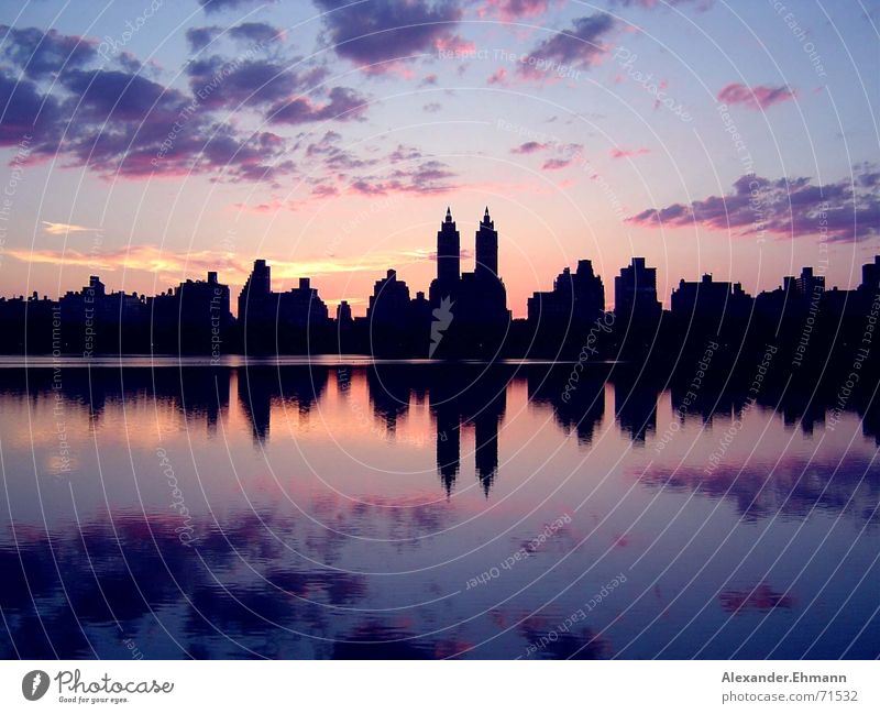 Central Park Sonnenuntergang New York City Horizont reservoir Himmel Abend Skyline