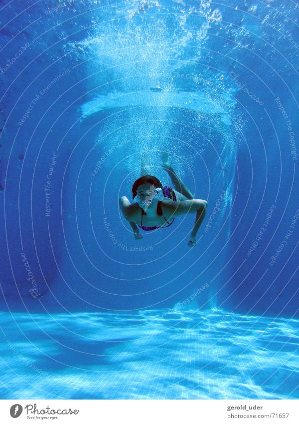 Ferien im Pool Schwimmbad tauchen kühlen Unterwasseraufnahme Wasser erfrischen Freude Schwimmen & Baden