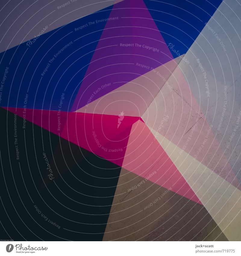 Puzzle Farbraum Grafik u. Illustration Dekoration & Verzierung Netzwerk Rechteck Dreieck ästhetisch viele blau violett rosa Design modern Doppelbelichtung