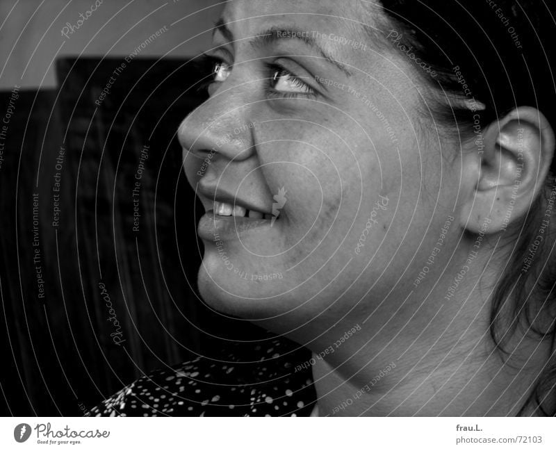 Lächeln Frau Porträt Silhouette weich feminin Mensch Freude Gesicht lachen Blick Profil Auge
