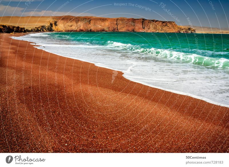 Roter Sandstrand in Paracas, Lima Peru Ferien & Urlaub & Reisen Tourismus Abenteuer Ferne Freiheit Sightseeing Kreuzfahrt Expedition Sommer Sommerurlaub Strand