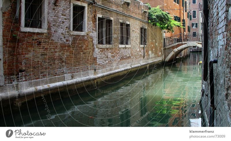 Kanal in Venedig Haus Hausmauer Mauer Fenster Italien Reflexion & Spiegelung Romantik ruhig eng Wasser Brücke alt Architektur mediterran Menschenleer historisch