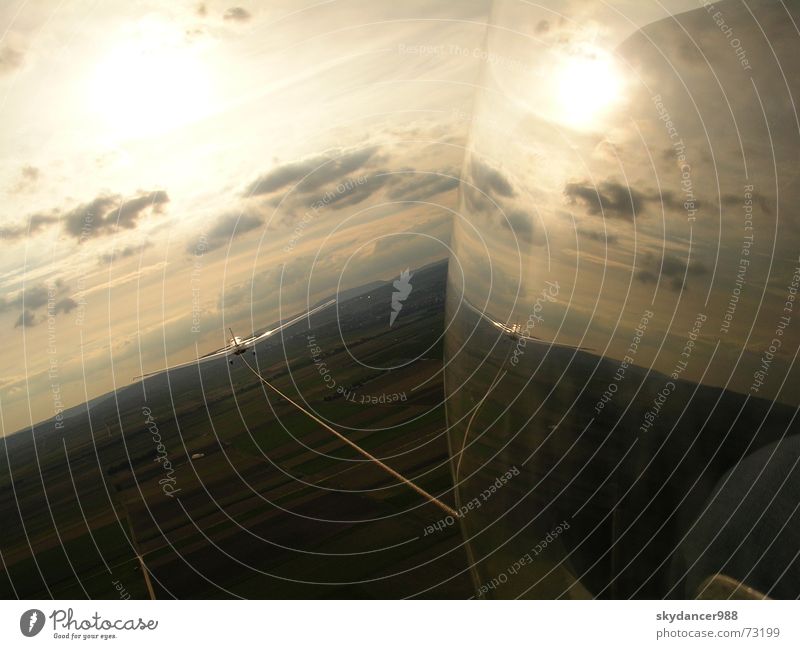 Rheintal bei Sonnenuntergang Falken schön Flugzeug außergewöhnlich Reflexion & Spiegelung Wolken Segelflugzeug Segelfliegen beeindruckend Romantik