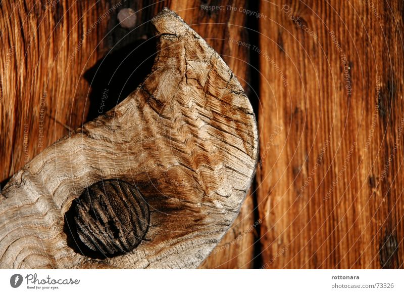Gran Majuns Holz rund braun Gadertal Südtirol Italien Campill Dolomiten selbstgemacht Bauernhof Alm Lärche Baum Wiese Scheune Verschluss alt ladinia dolomites