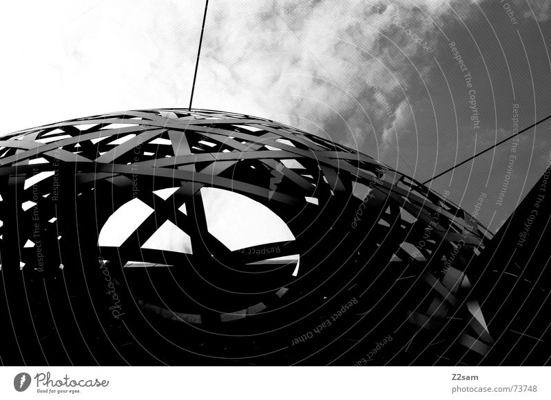 stachelschwein Kunstwerk rund Muster Himmel abstrakt Kugel Loch sky Schwarzweißfoto Netz