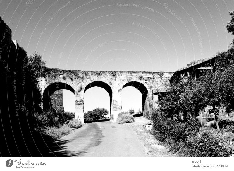 Brücke Europa Frankreich Ferien & Urlaub & Reisen Freizeit & Hobby Außenaufnahme Straße passavant Burg oder Schloss Verbindung Schwarzweißfoto Traurigkeit