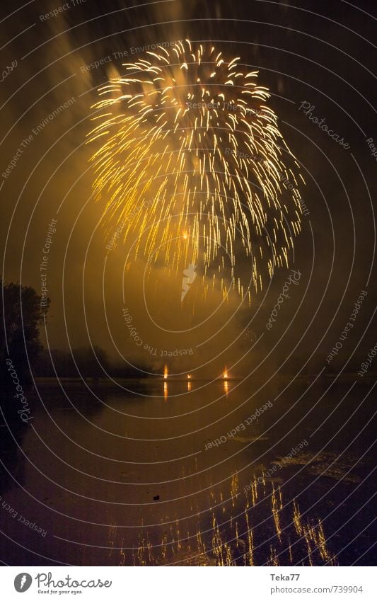 Feuerwerk und See I Party Veranstaltung Feste & Feiern Silvester u. Neujahr Jahrmarkt Gefühle Stimmung Freude Glück Fröhlichkeit Lebensfreude Angst Farbfoto