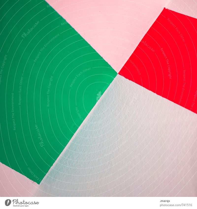 Grün-rot grün weiß Wand Ecke Fläche einfach Grafik u. Illustration Hintergrundbild Geometrie minimalistisch Farbe Design Kreativität