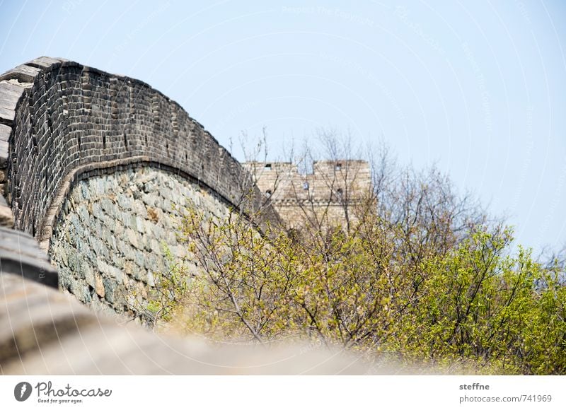 schwungvoll Peking China Mutianyu chinesische Mauer große Mauer Sehenswürdigkeit Wahrzeichen Frühling Urlaub Schutz