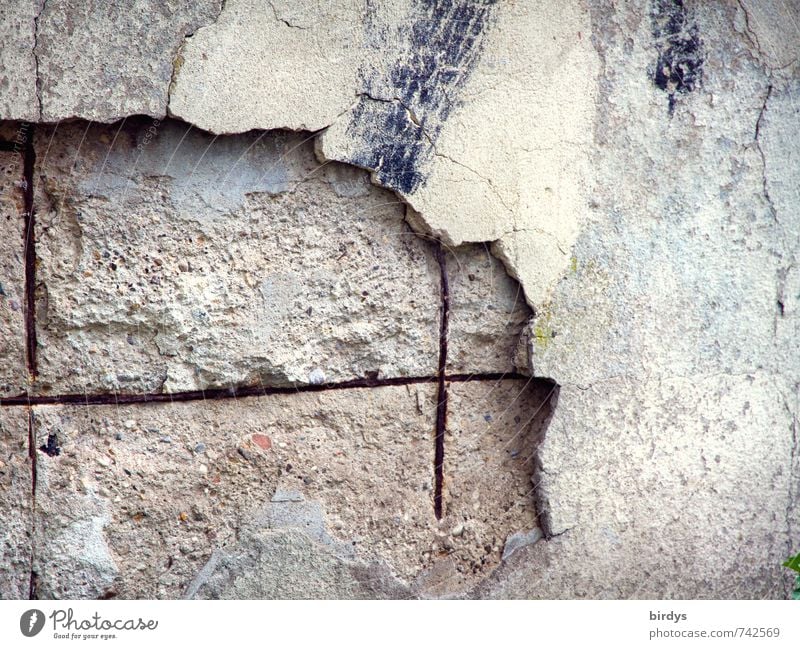Der Zahn der Zeit Mauer Wand alt authentisch hässlich trist Senior Vergänglichkeit Wandel & Veränderung Betonmauer Rost Armierungsstahl Putz Verfall abblättern