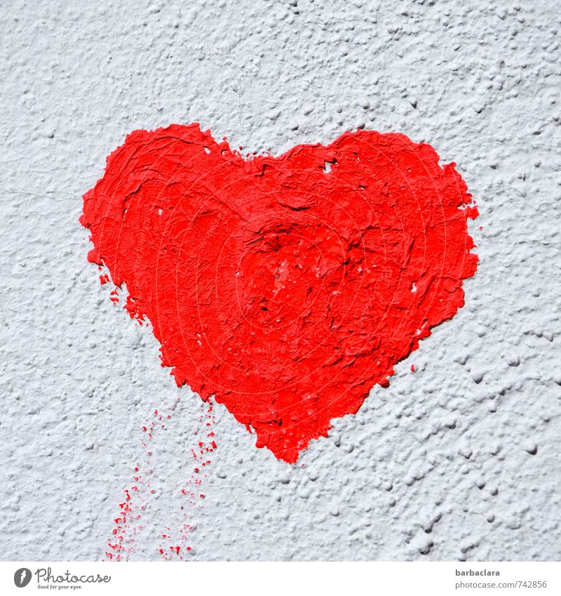 herz.haft | großherzig Wandmalereien Mauer Fassade Zeichen Herz rot weiß Gefühle Glück Liebe Verliebtheit Romantik Farbe Freundschaft Farbfoto Außenaufnahme