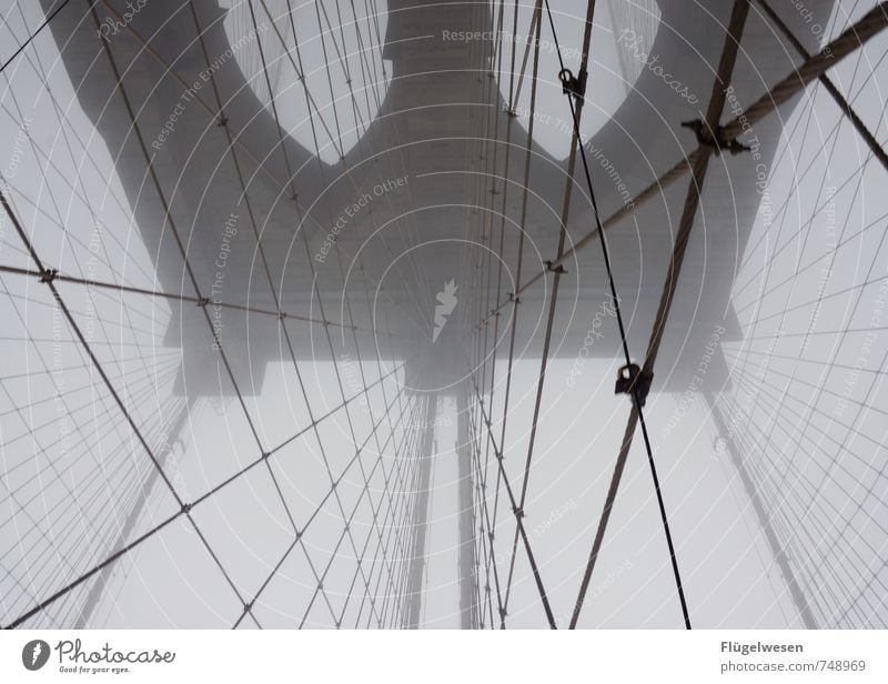 Die Brooklyn Bridge und der Nebel II Ferien & Urlaub & Reisen Sightseeing Städtereise Wind Regen Sehenswürdigkeit Wahrzeichen rennen New York City
