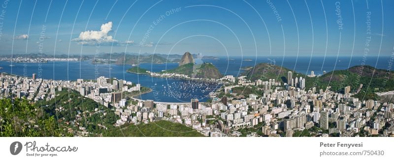 Rio de Janeiro 6 Landschaft Wasser Sommer Hügel Bucht Brasilien Amerika Südamerika Stadt Menschenleer Sehenswürdigkeit Wahrzeichen Jachthafen Blick blau