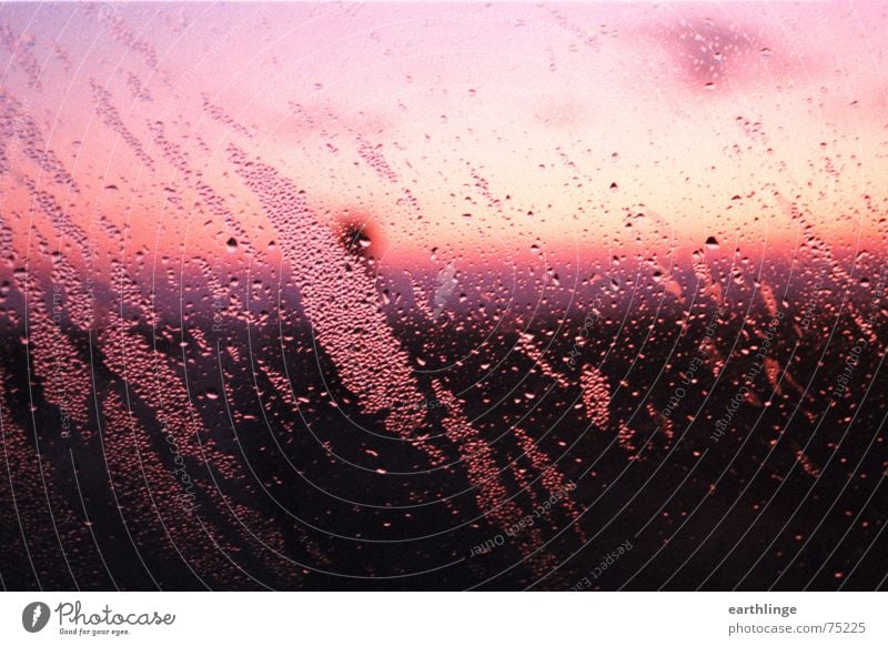 Rosa von kaumeinem Sonnenaufgang feucht rosa analog Querformat Fenster diagonal kalt Wehrersatzdienst Horizont Autofenster frisch Kondenswasser Seil blau Farbe