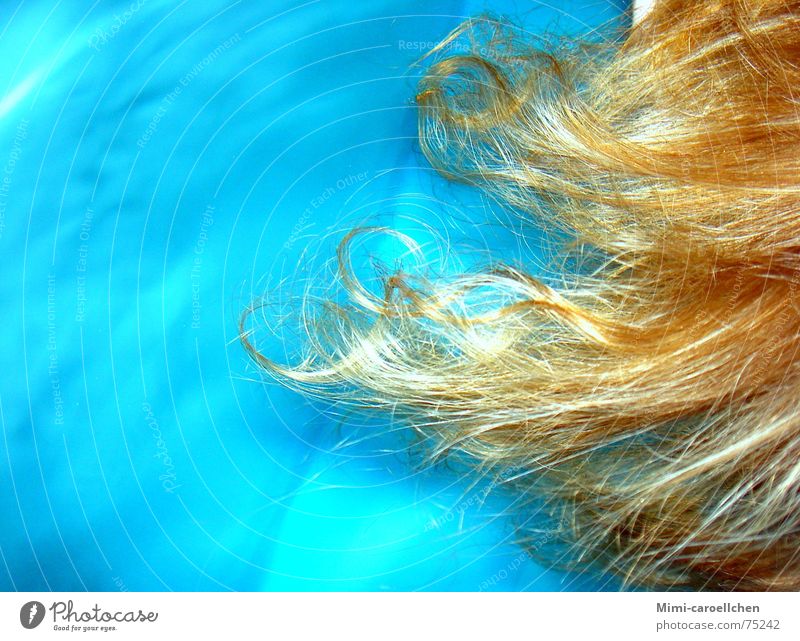 wet hair Haarsträhne schön Schwimmbad Europa durchsichtig azurblau lang dunkel stark steril Farbenspiel Blauton rot blond Reichtum Freiraum entfalten