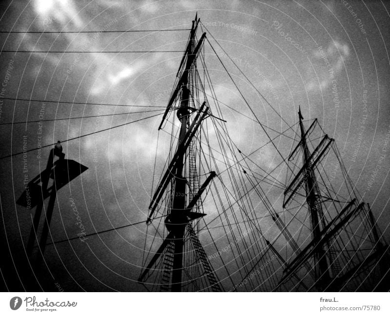 Takelage Rickmer Rickmers Kreuzfahrt Wasserfahrzeug Wolken Segelschiff Wahrzeichen Schifffahrt maritim Seil Freizeit & Hobby Anlegestelle histrorisch möve