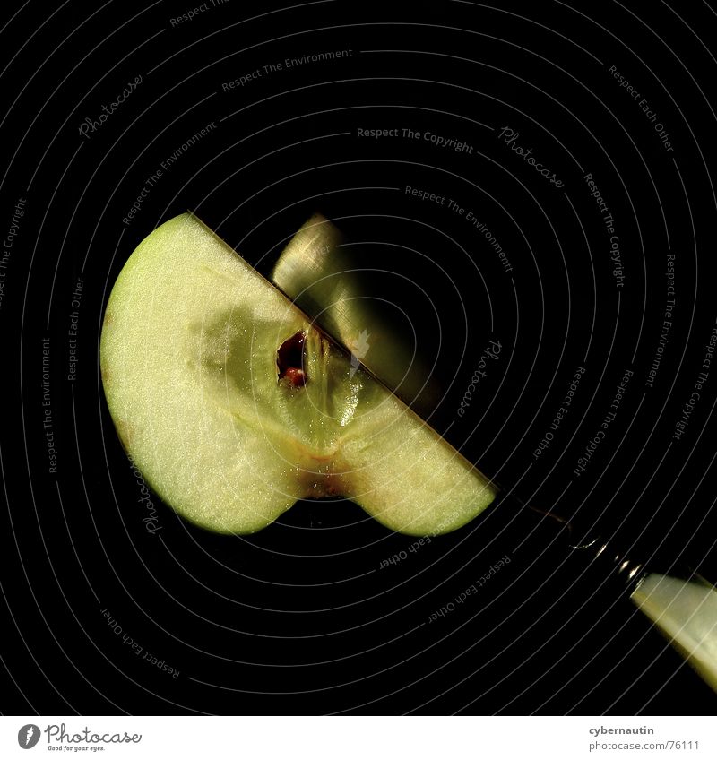 Obstmesser Reflexion & Spiegelung geschnitten Teilung Apfel apfelhälfte Frucht Messer zerschnitten Ernährung