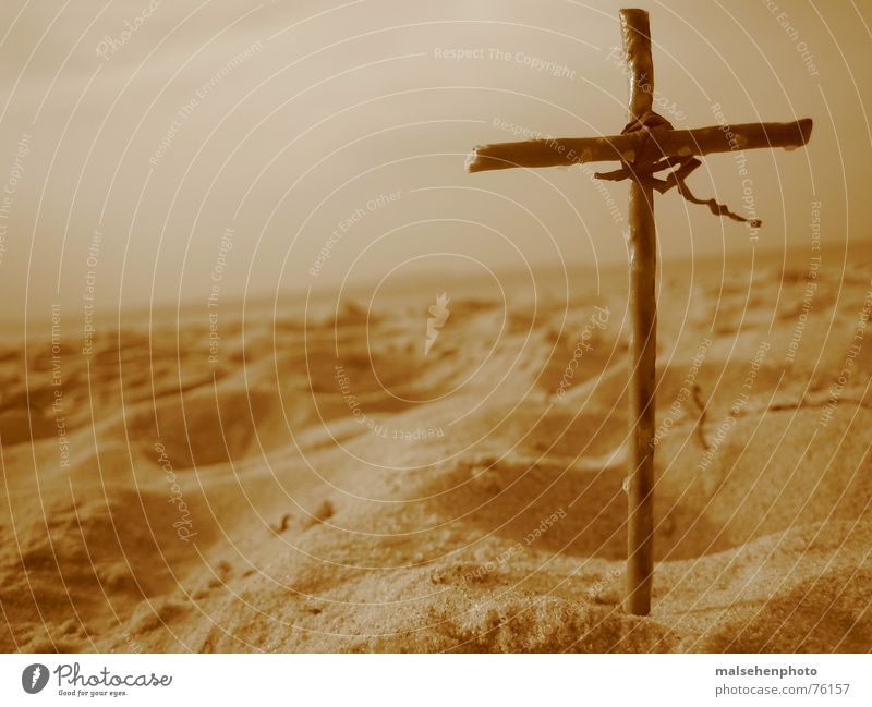 crosssand Strand Religion & Glaube Christentum Rücken Sand Himmel Erde heaven & earth