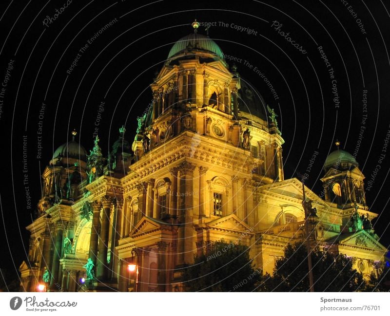 Wunderbares Berlin Nacht Deutscher Dom Gebäude Stadt Licht Beleuchtung