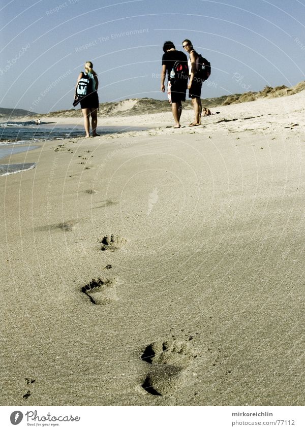 Spuren im Sand Muschel Strand Meer blau Physik heiß Ferien & Urlaub & Reisen schön Australien Perth Nationalpark Western Mensch Menschengruppe Fußspur Himmel