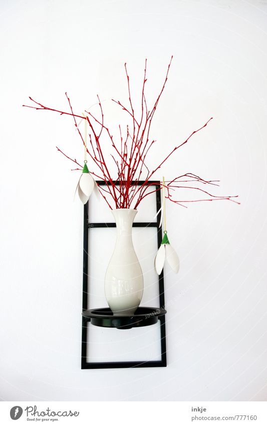 Frühlingsdeko Lifestyle Design Häusliches Leben Dekoration & Verzierung Sommer Ast Zweige u. Äste Maiglöckchen Blumenvase Vase hängen dünn schön lang rot