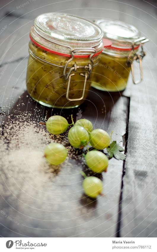 Stachelbeermarmelade Lebensmittel Frucht Marmelade Ernährung Frühstück Tisch Küche frisch lecker saftig sauer grün Einmachglas Marmeladenglas Gelierzucker