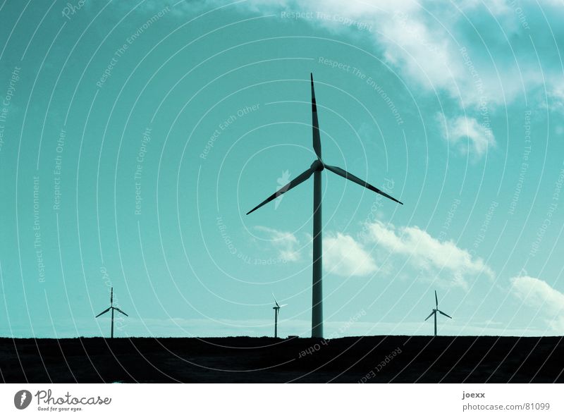Sternenhimmel Energiewirtschaft Technik & Technologie Erneuerbare Energie Windkraftanlage Umwelt Himmel Wolken Schönes Wetter blau nachhaltig Umweltschutz