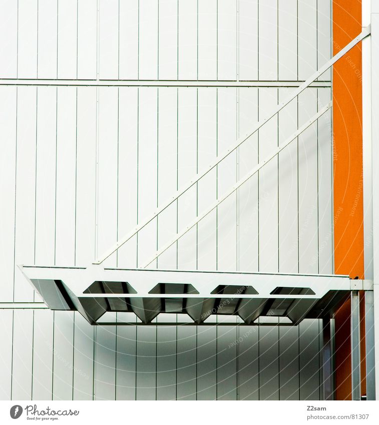 zugbrücke Zugbrücke Dach Sauberkeit abstrakt einfach graphisch Geometrie modern dachgestell Brücke Lamelle Linie hell orange Farbe Strukturen & Formen ruhig