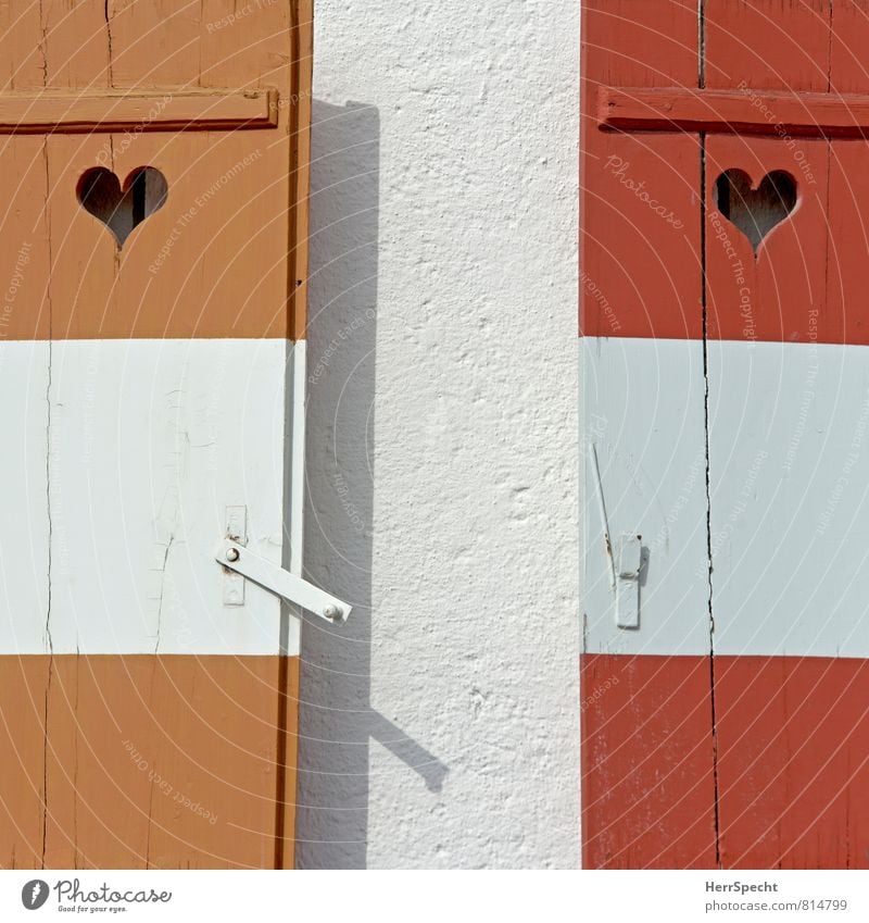 Herzlich rotweißrot Österreich Alpen Dorf Mauer Wand Fassade Fenster herzlich Farbfoto Gedeckte Farben Außenaufnahme abstrakt Muster Strukturen & Formen