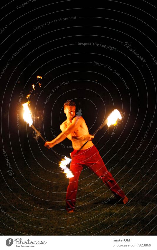 Ice and Fire II Kunst ästhetisch Feuer brennen Fackel jonglieren Mann Oberkörper Kunstwerk talentiert Politische Bewegungen Dynamik heiß Mittelalter feurig