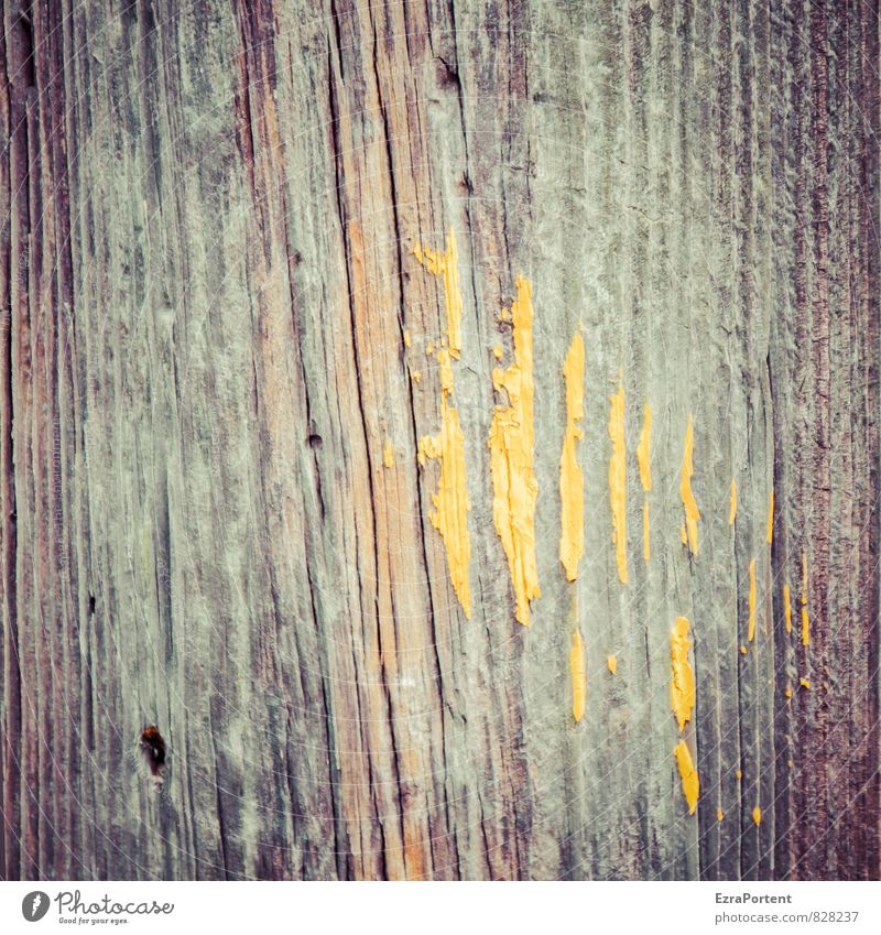 Gelb! Bauwerk Gebäude Mauer Wand Fassade Holz braun gelb grau Linie alt gebraucht Riss Farbe Farbstoff Grafik u. Illustration graphisch Design gestrichen