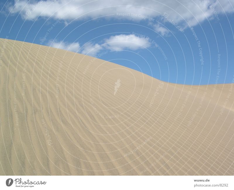 Dune Spanien Gran Canaria beige Europa Stranddüne Sand Wüste Himmel blau Strukturen & Formen Furche