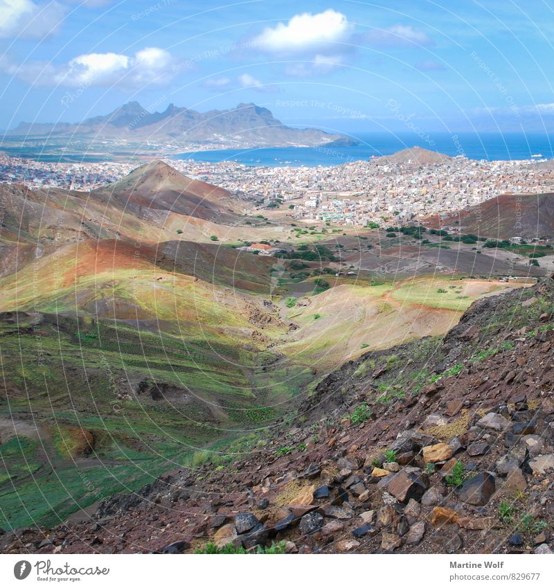 Piratenbucht im Quadrat Natur Landschaft Hügel Mindelo Capo Verde Cabo Verde Sao Vincente Afrika Stadt Hauptstadt Hafenstadt Ferien & Urlaub & Reisen Ferne