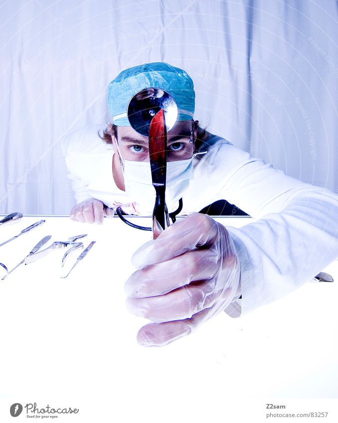 doctor "kuddl" - skalpell 4 Skalpell Arzt Krankenhaus Chirurg Gesundheitswesen Mundschutz Spiegel Handschuhe Operation geschnitten Werkzeug sterill schutzhaube
