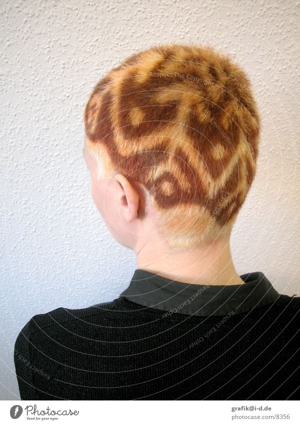 kopf kunst II rot blond Muster Hinterkopf gestalten Frau Haare & Frisuren Kopf Farbe amorph Rücken streichen färben