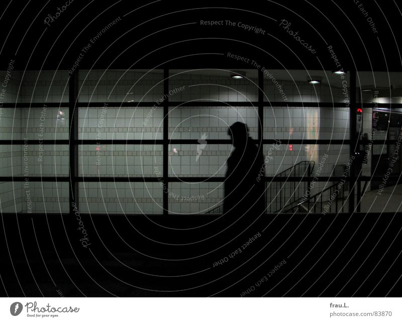Heimweg U-Bahn gehen Fenster Reflexion & Spiegelung Feierabend Lampe Station kalt Heimweh Arbeit & Erwerbstätigkeit heimwärts Einsamkeit Mensch Dienstschluss