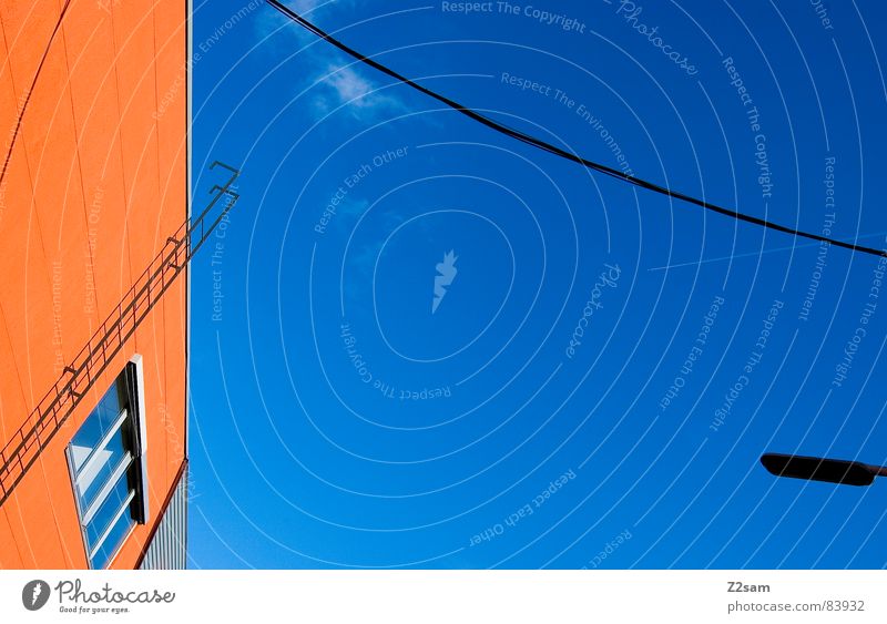 abstrakte geometrie II Geometrie graphisch Schnur verbinden Fenster Perspektive modern Grafik u. Illustration Farbe orange Leiter lininien Seil Kabel Verbindung
